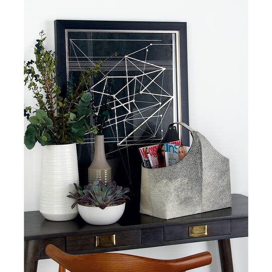 White Leather Modern Magazine Rack Holder